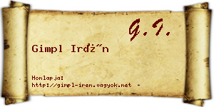 Gimpl Irén névjegykártya